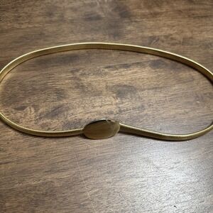 Vintage Gold-tone Stretch Belt Oval Gold Tone Buckle 28.5" Unstretched Vintage